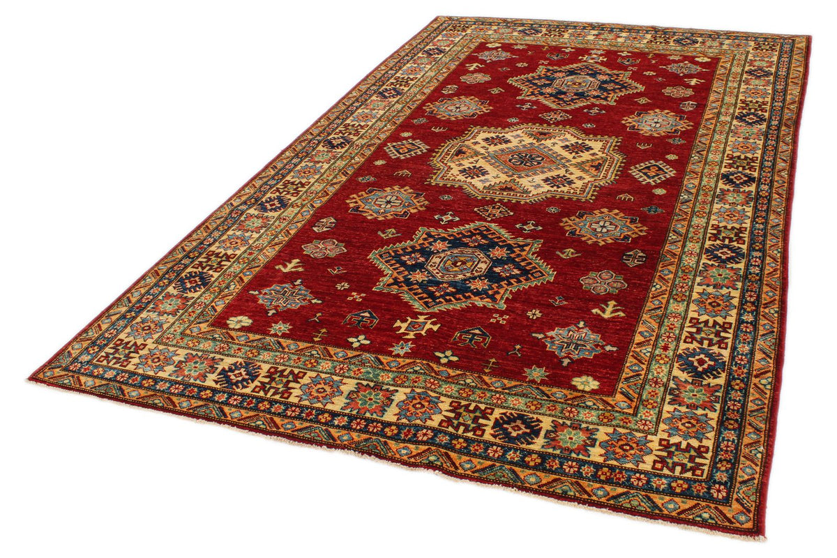 6x9 Red and Ivory Kazak Tribal Rug