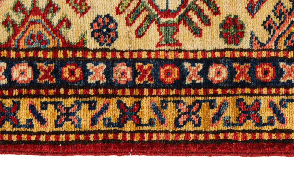 6x8 Red and Ivory Kazak Tribal Rug
