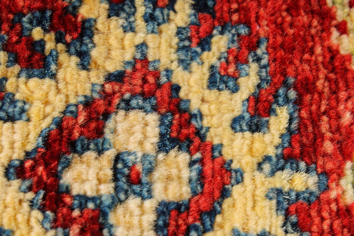 5x6 Green and Red Kazak Tribal Rug