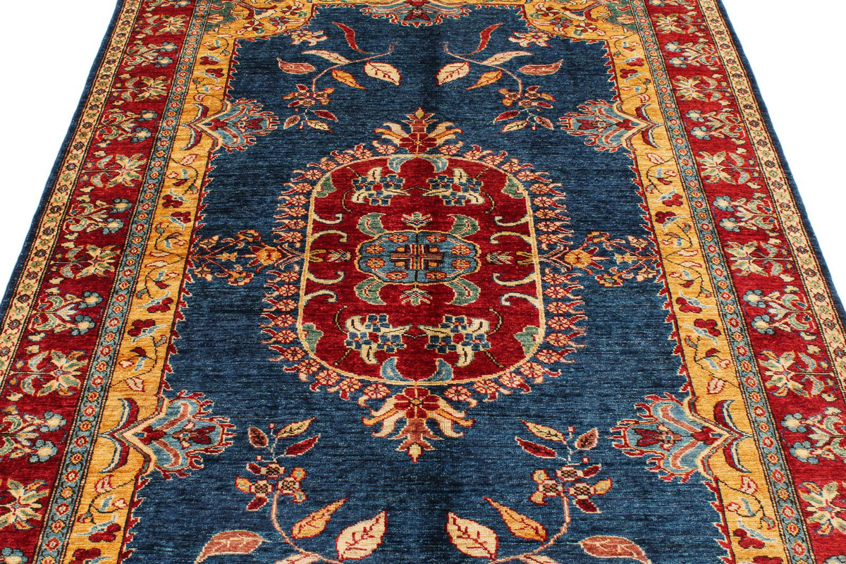 5x8 Navy and Red Kazak Tribal Rug