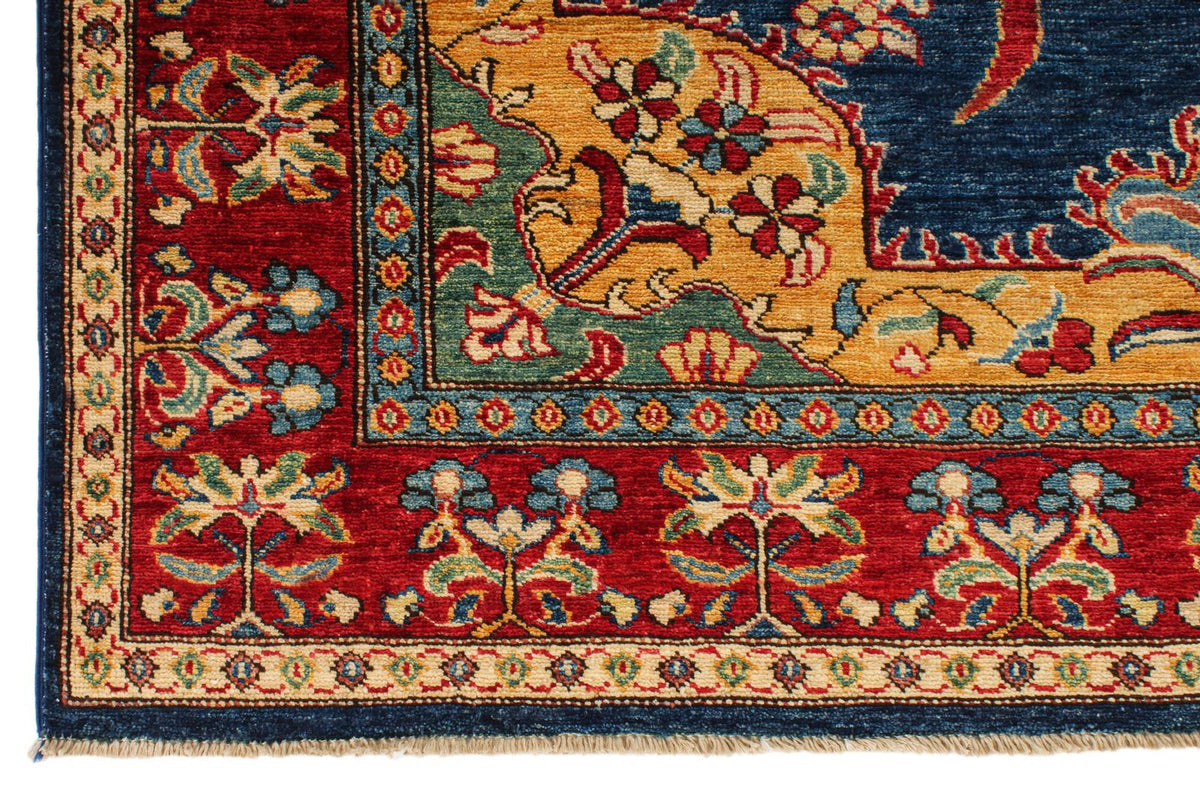 5x8 Navy and Red Kazak Tribal Rug