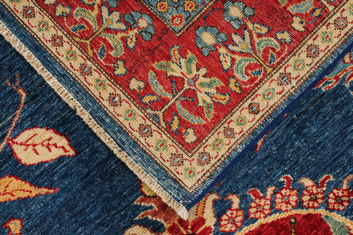 5x8 Navy and Red Kazak Tribal Rug