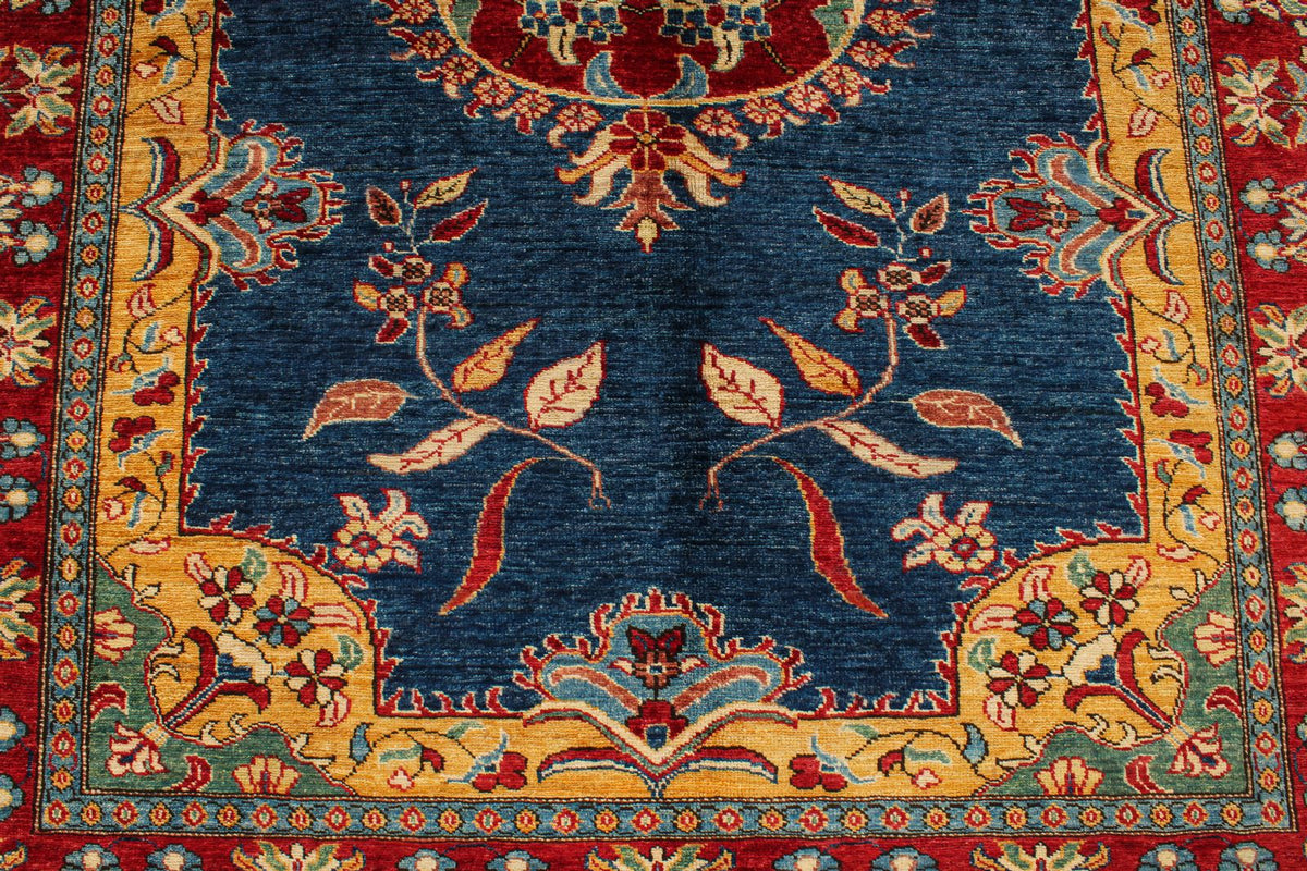 5x8 Navy and Red Kazak Tribal Rug