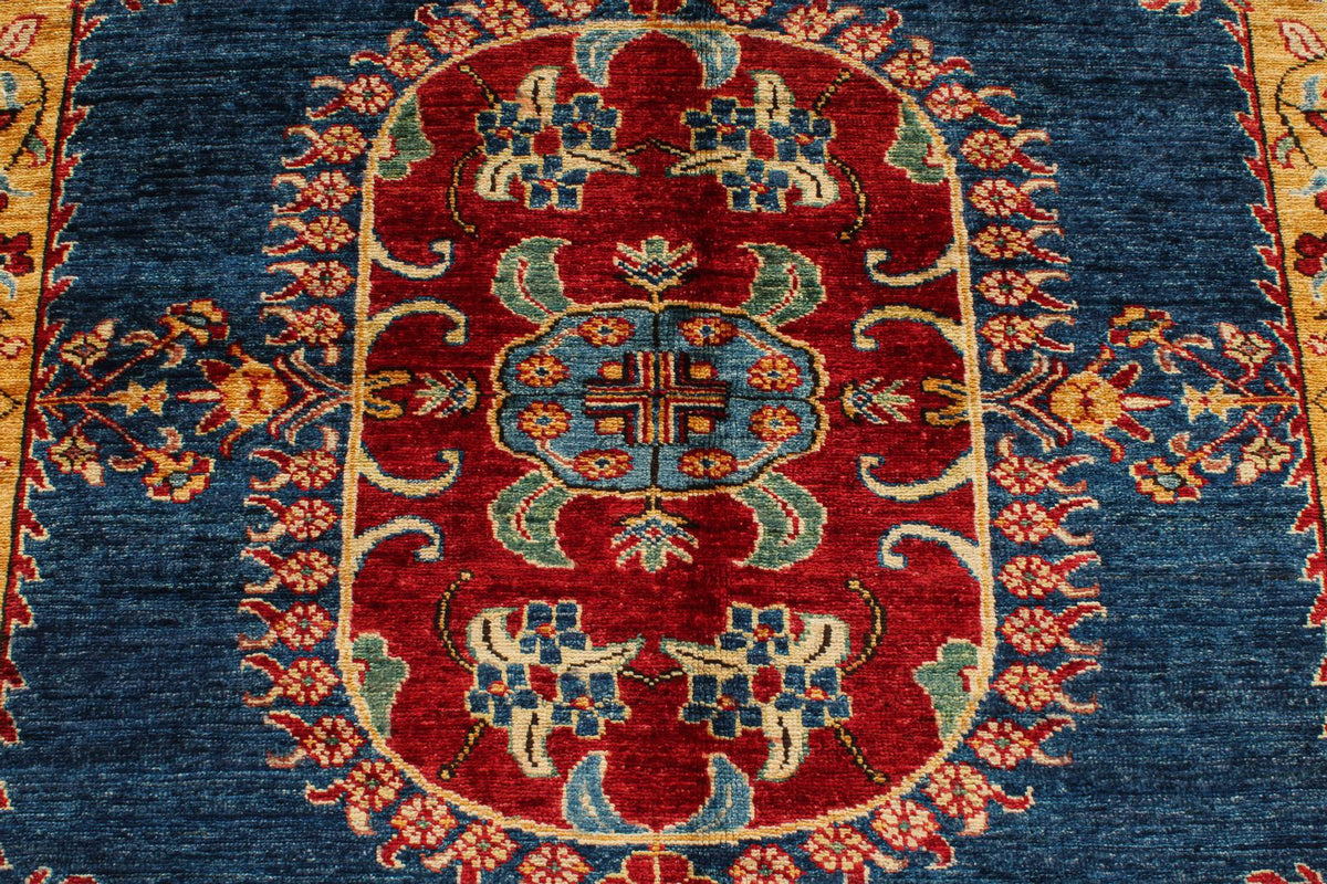 5x8 Navy and Red Kazak Tribal Rug