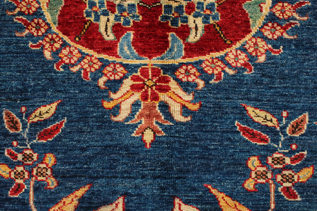 5x8 Navy and Red Kazak Tribal Rug