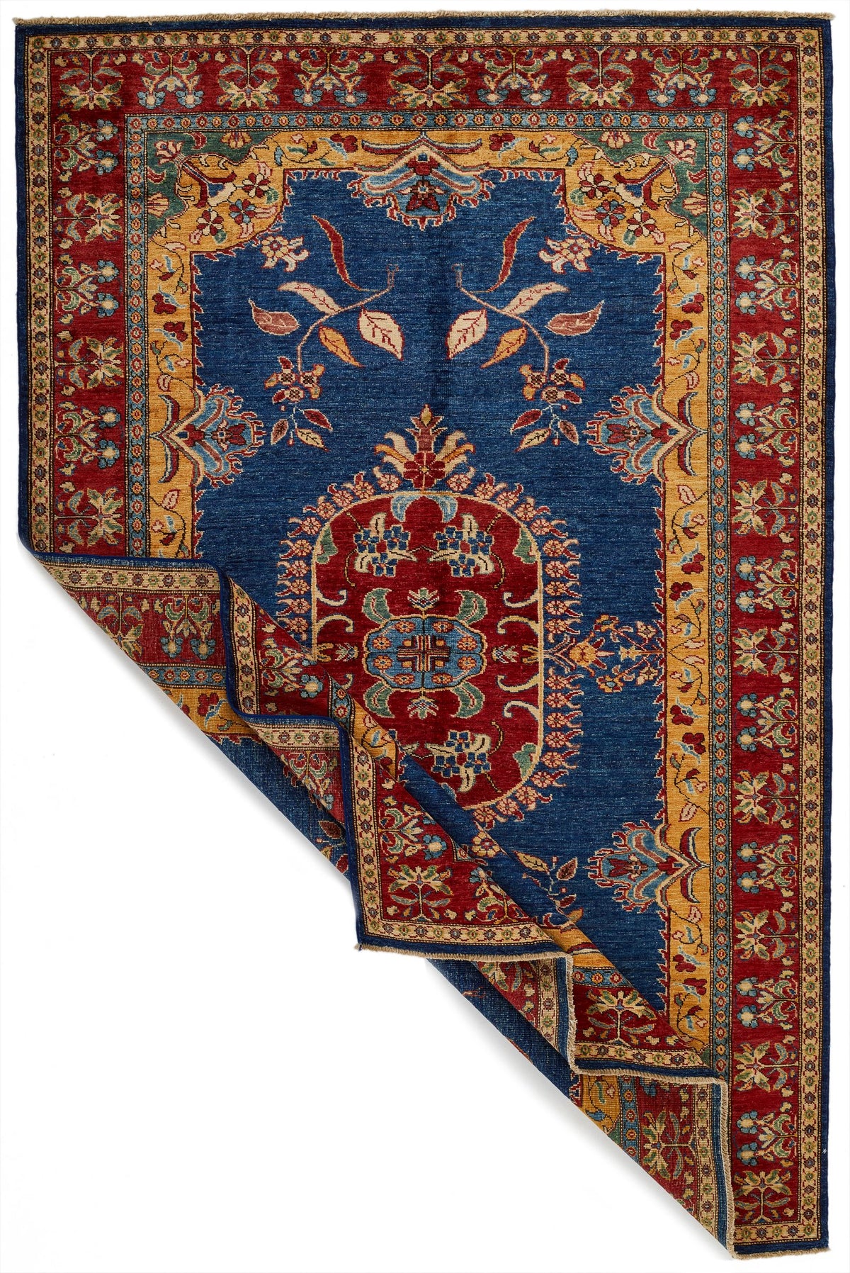 5x8 Navy and Red Kazak Tribal Rug