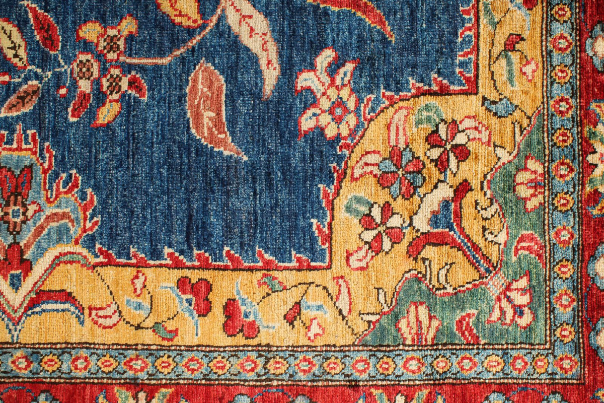 5x8 Navy and Red Kazak Tribal Rug