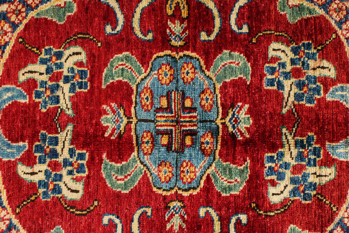 5x8 Navy and Red Kazak Tribal Rug