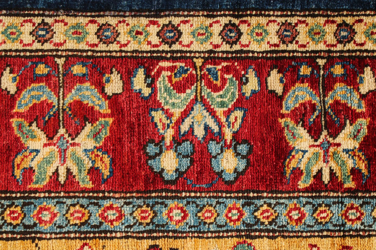 5x8 Navy and Red Kazak Tribal Rug