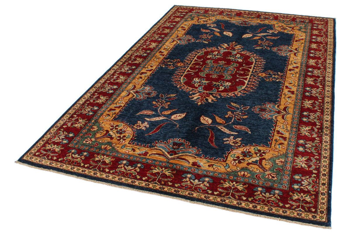 5x8 Navy and Red Kazak Tribal Rug