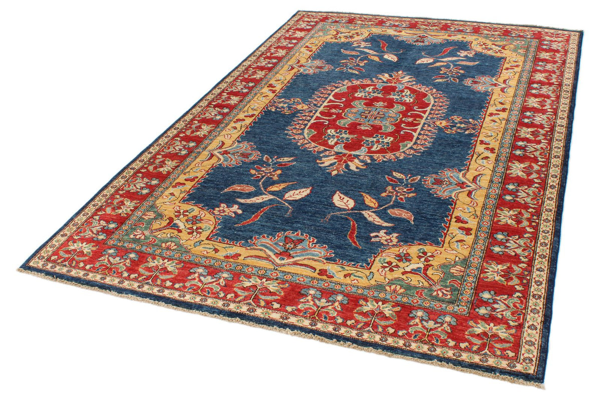 5x8 Navy and Red Kazak Tribal Rug