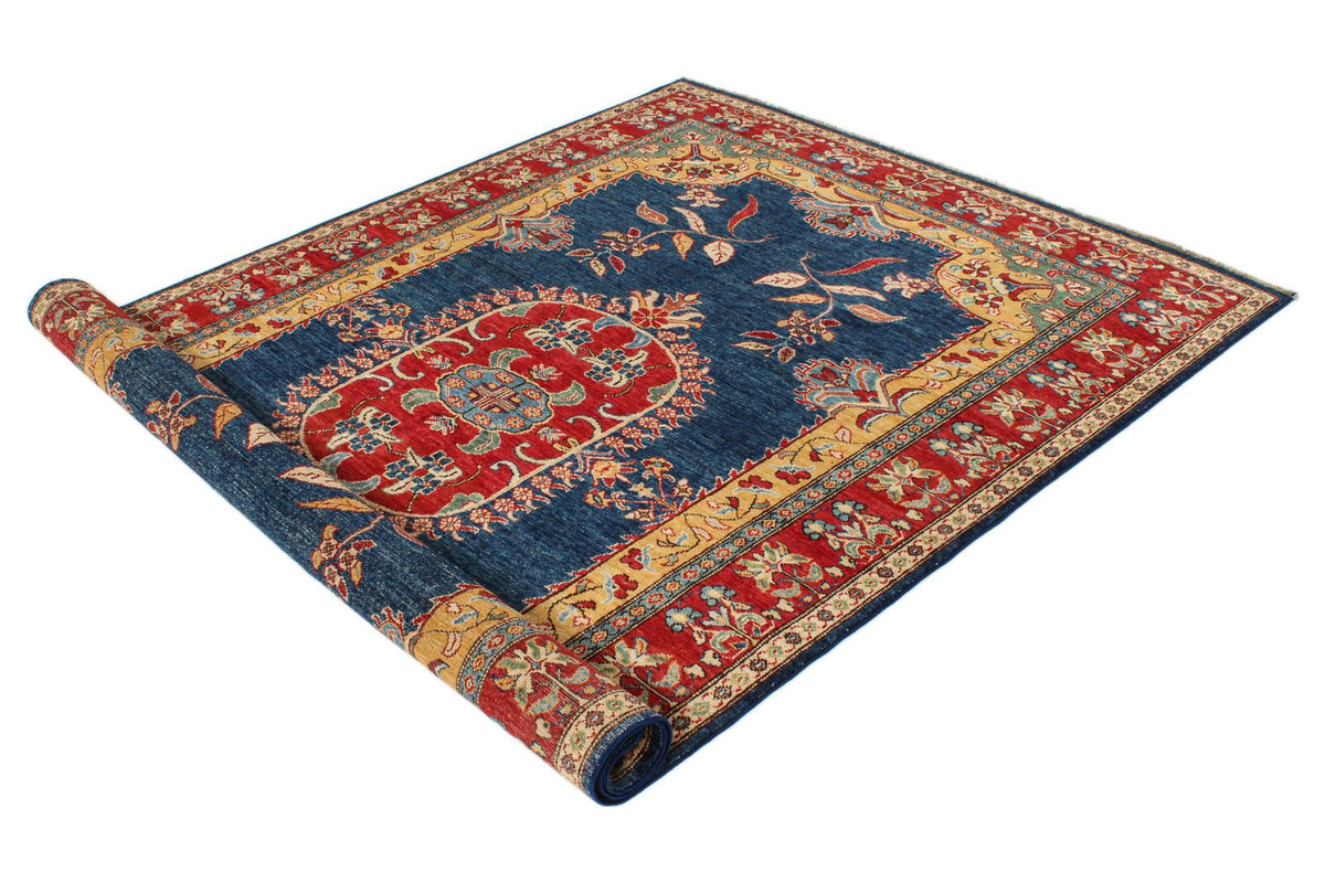 5x8 Navy and Red Kazak Tribal Rug