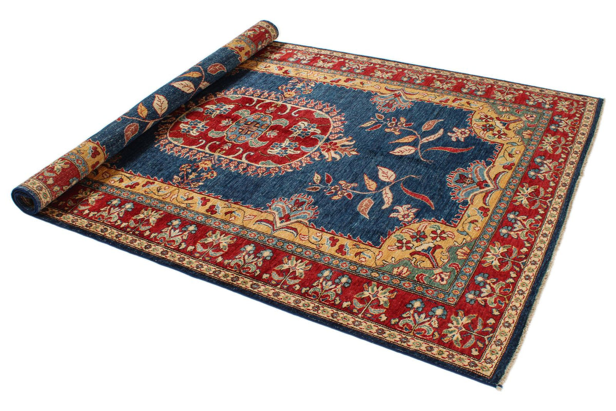 5x8 Navy and Red Kazak Tribal Rug