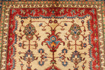 5x8 Ivory and Blue Kazak Tribal Rug