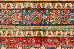 5x8 Ivory and Blue Kazak Tribal Rug