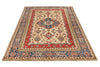 5x8 Ivory and Blue Kazak Tribal Rug