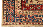 5x8 Ivory and Blue Kazak Tribal Rug