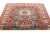 5x8 Green and Ivory Kazak Tribal Rug