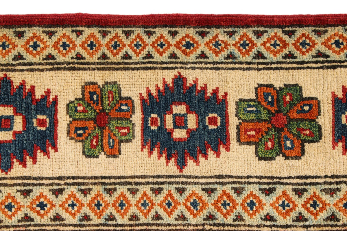 5x7 Red and Ivory Kazak Tribal Rug
