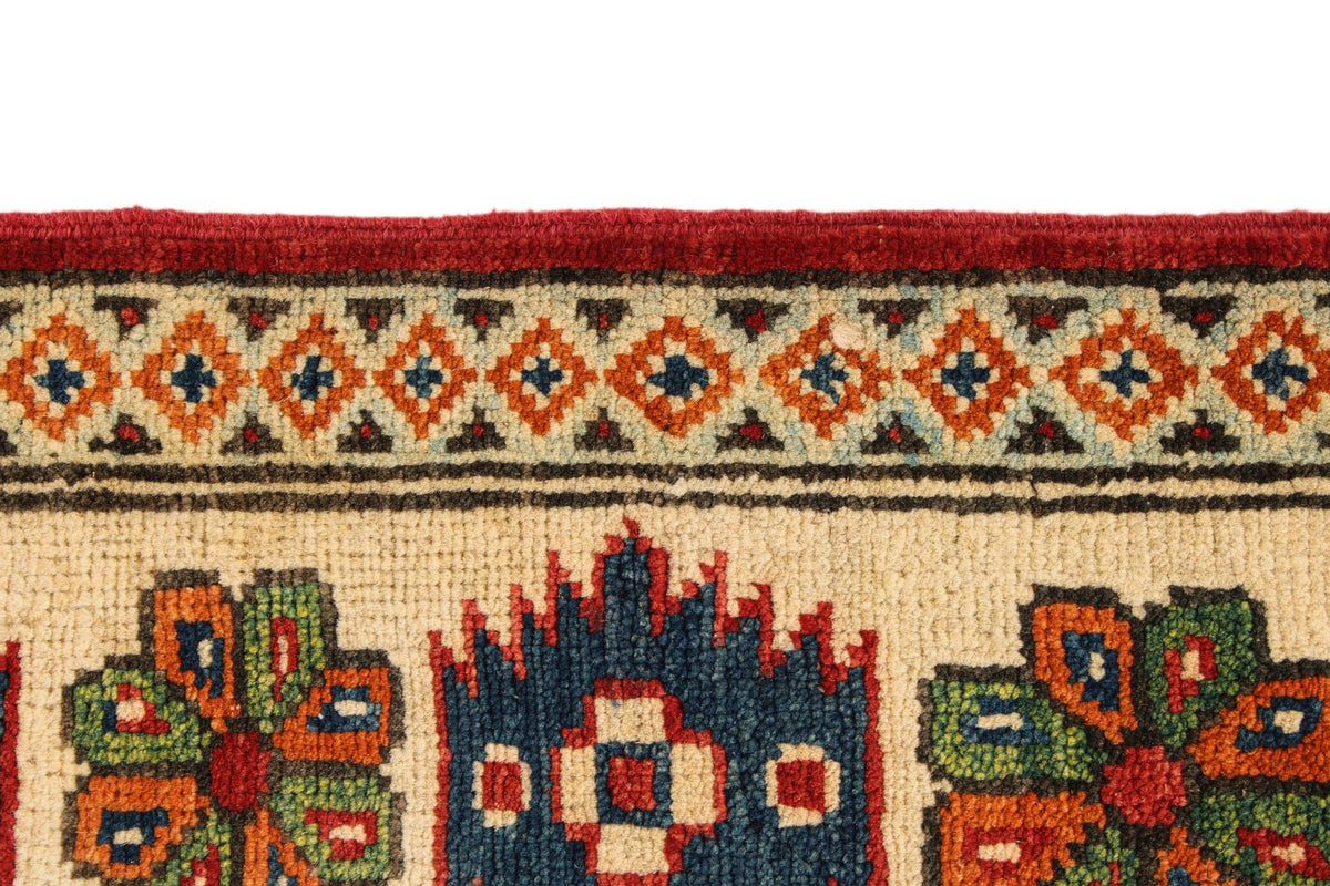5x7 Red and Ivory Kazak Tribal Rug