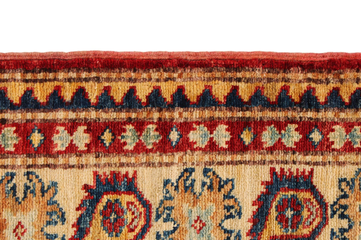 5x6 Red and Ivory Kazak Tribal Rug