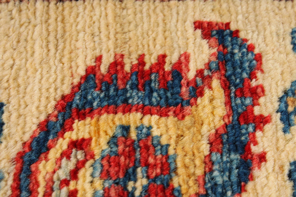 5x6 Red and Ivory Kazak Tribal Rug