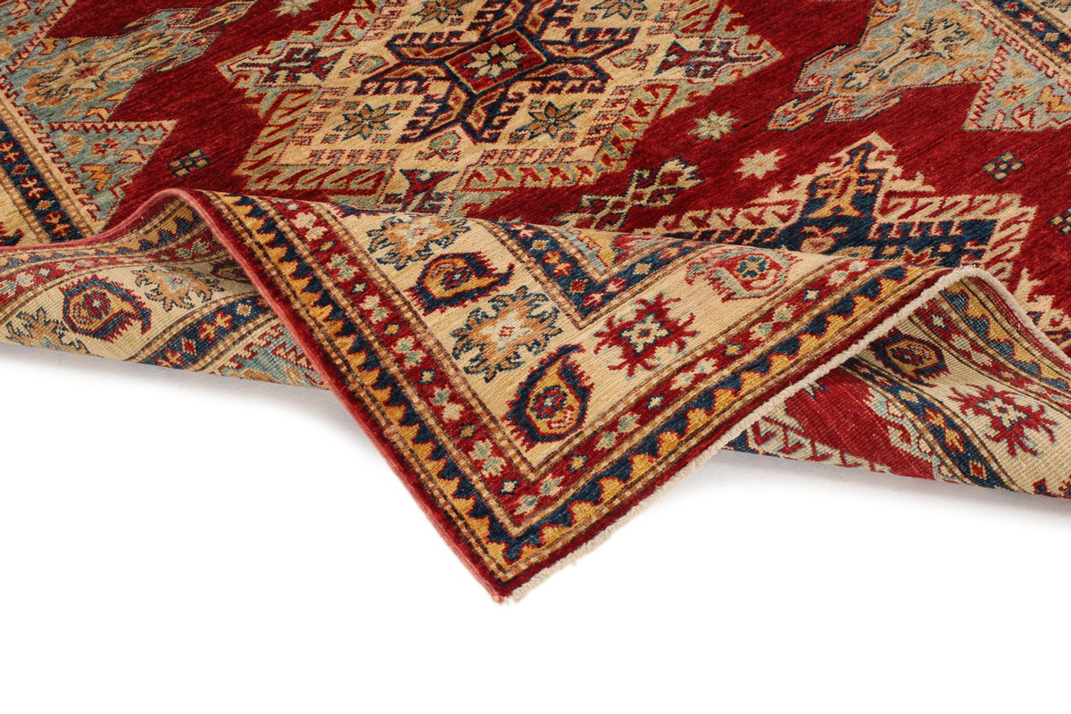 5x6 Red and Ivory Kazak Tribal Rug