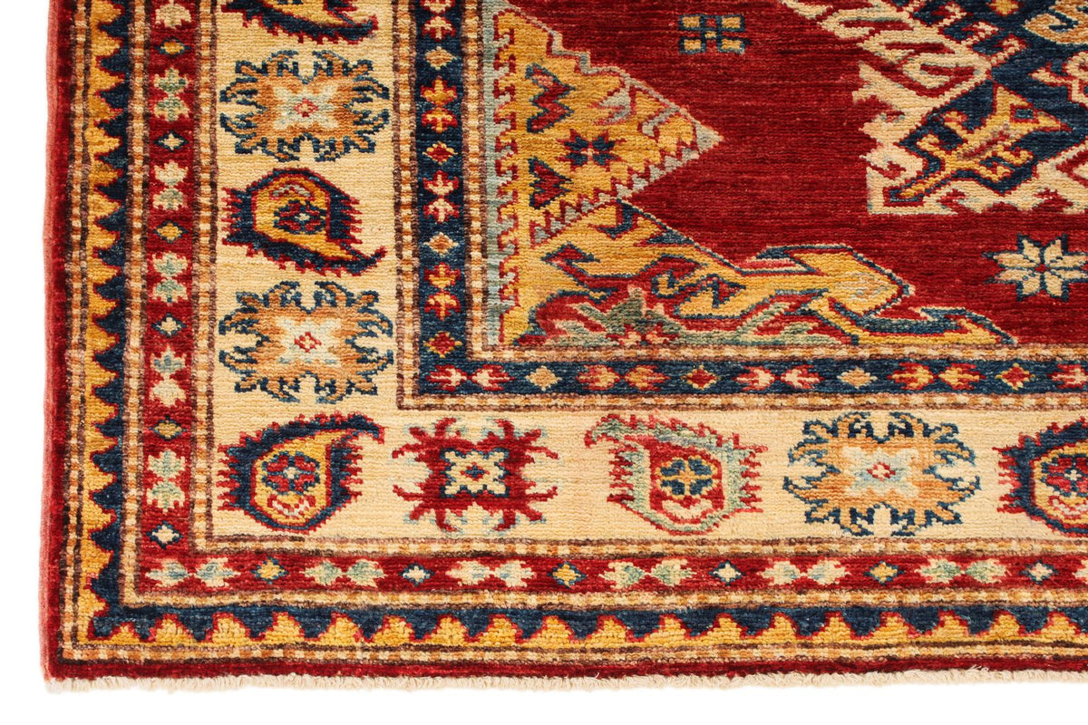 5x6 Red and Ivory Kazak Tribal Rug