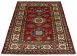 3x5 Red and Ivory Kazak Tribal Rug