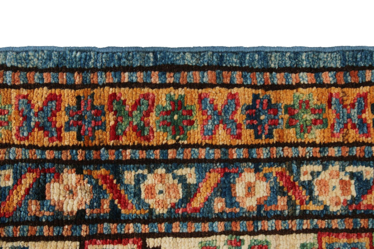 4x5 Red and Ivory Kazak Tribal Rug