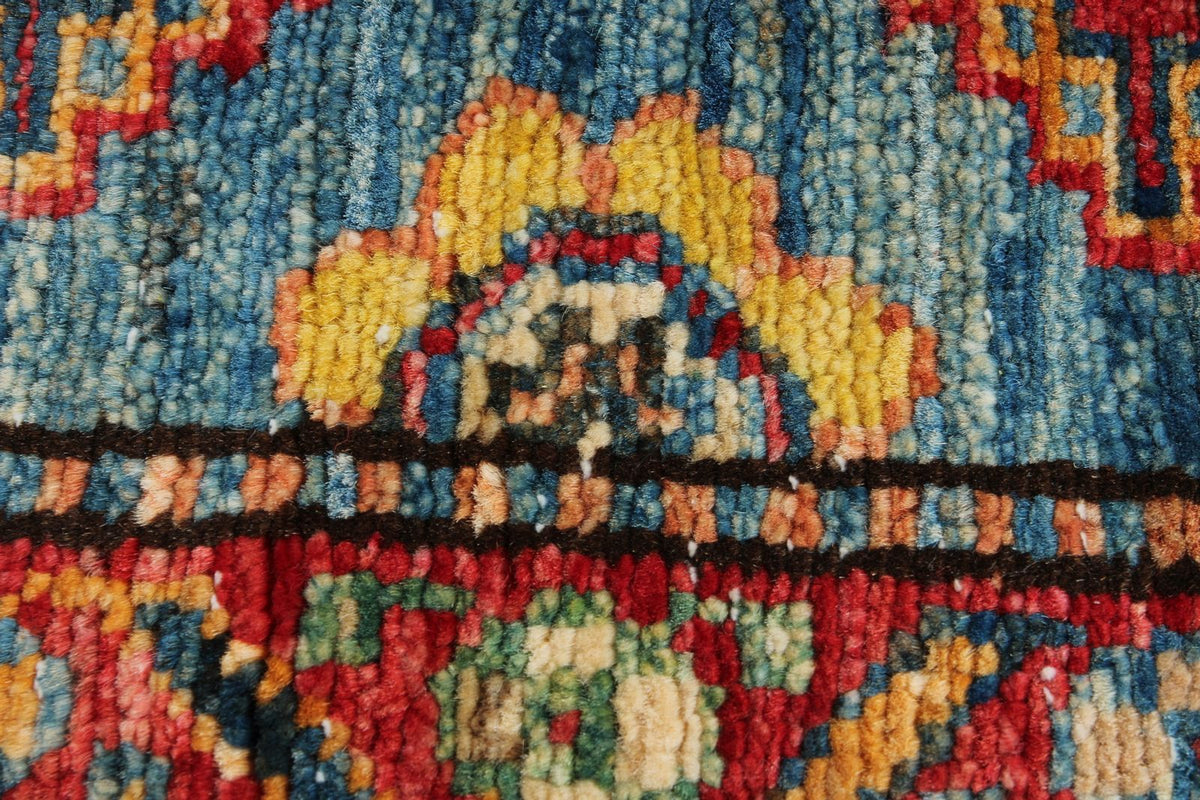 4x5 Red and Ivory Kazak Tribal Rug