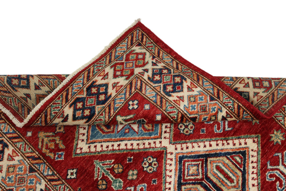 3x5 Red and Ivory Kazak Tribal Rug