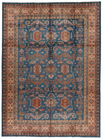 10x13 Navy and Peach Kazak Tribal Rug