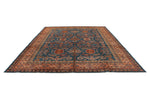 10x13 Navy and Peach Kazak Tribal Rug