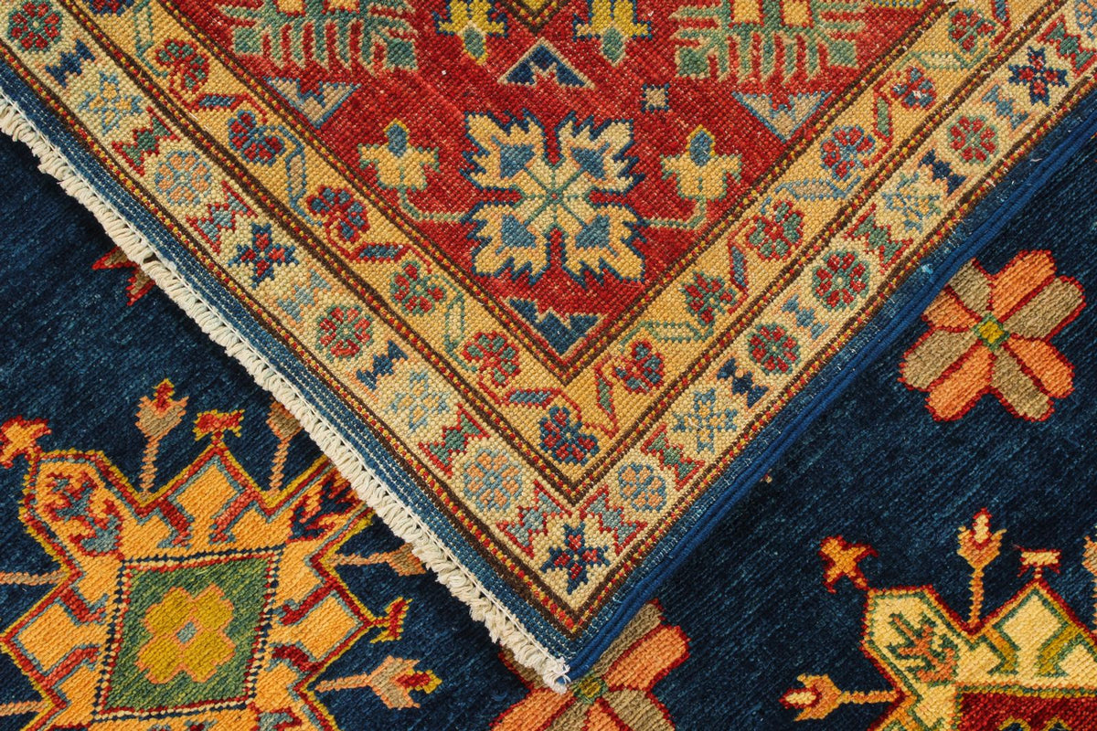 5x7 Navy and Red Kazak Tribal Rug