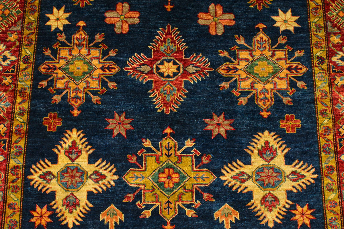 5x7 Navy and Red Kazak Tribal Rug
