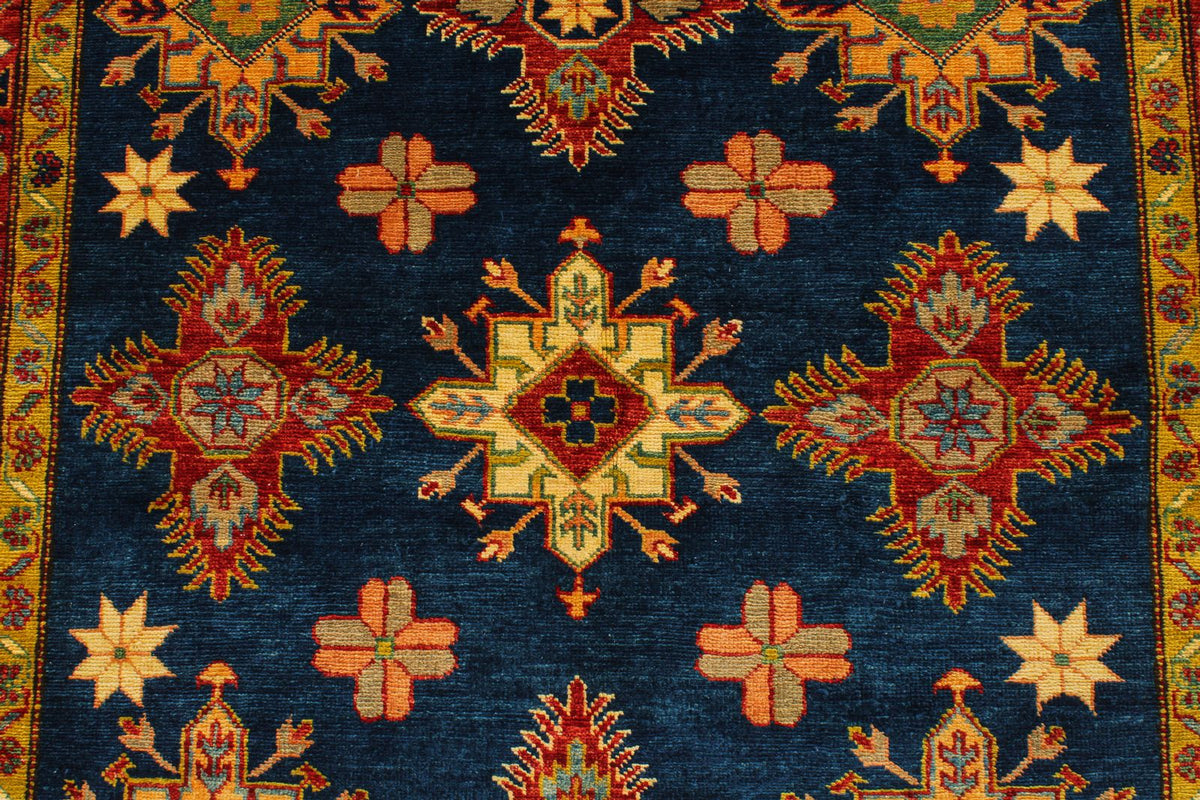 5x7 Navy and Red Kazak Tribal Rug