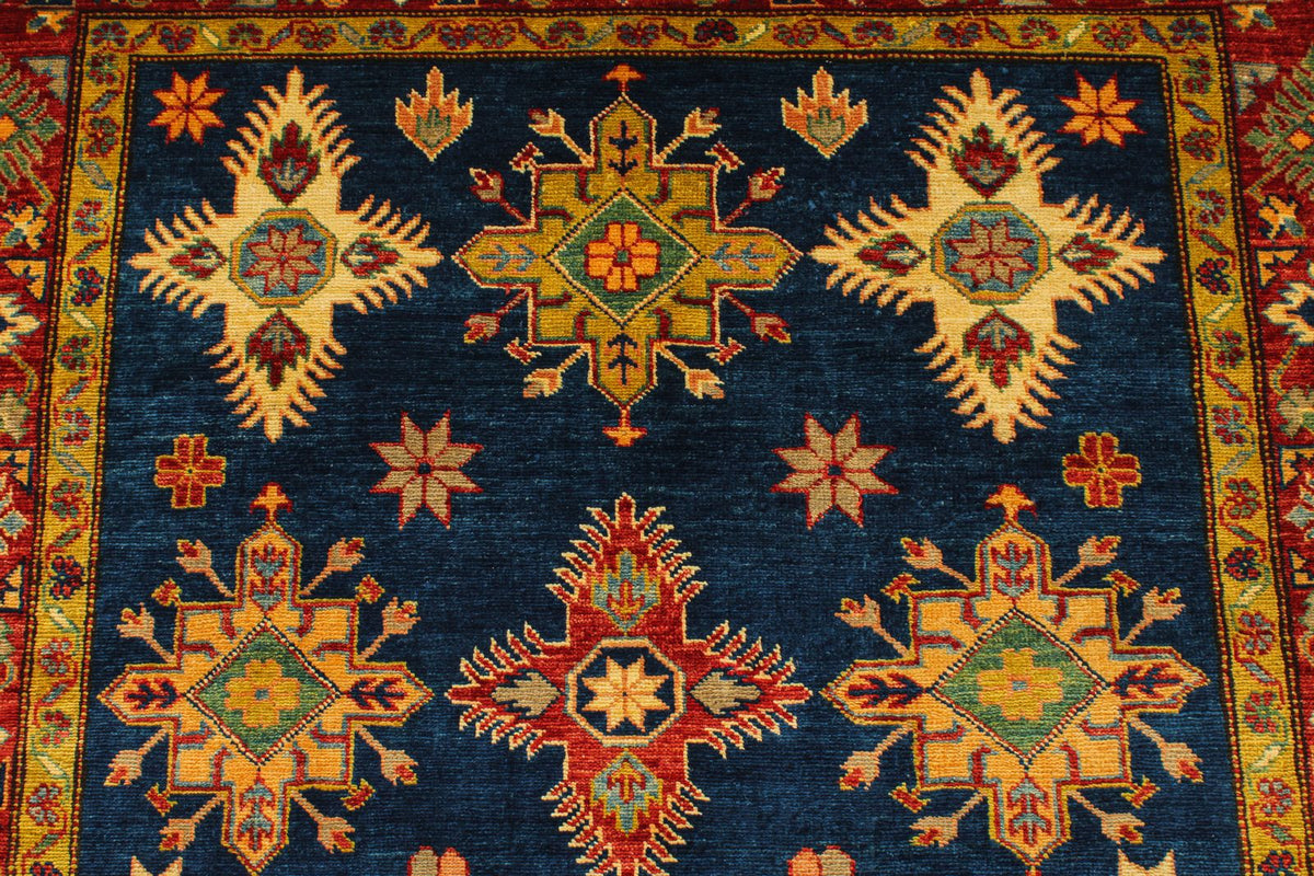 5x7 Navy and Red Kazak Tribal Rug