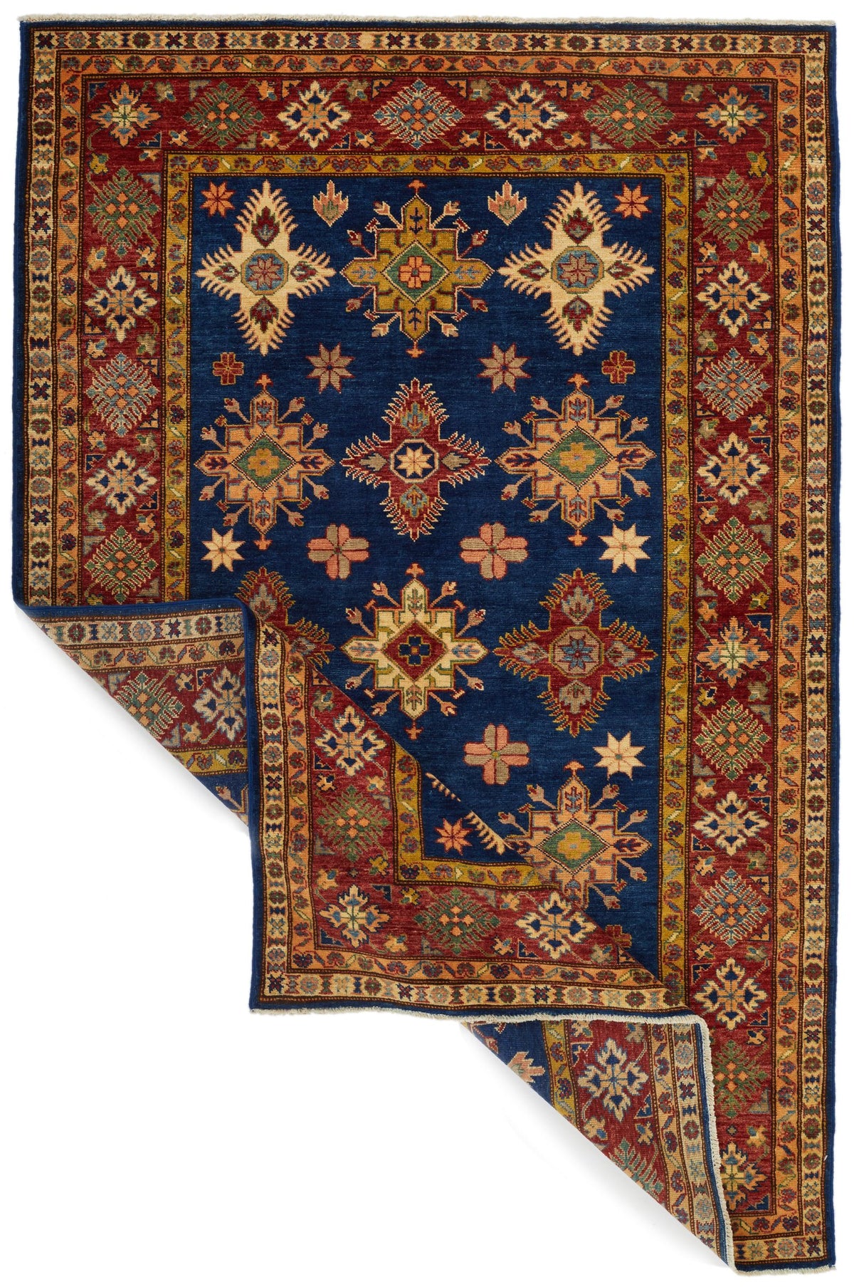 5x7 Navy and Red Kazak Tribal Rug