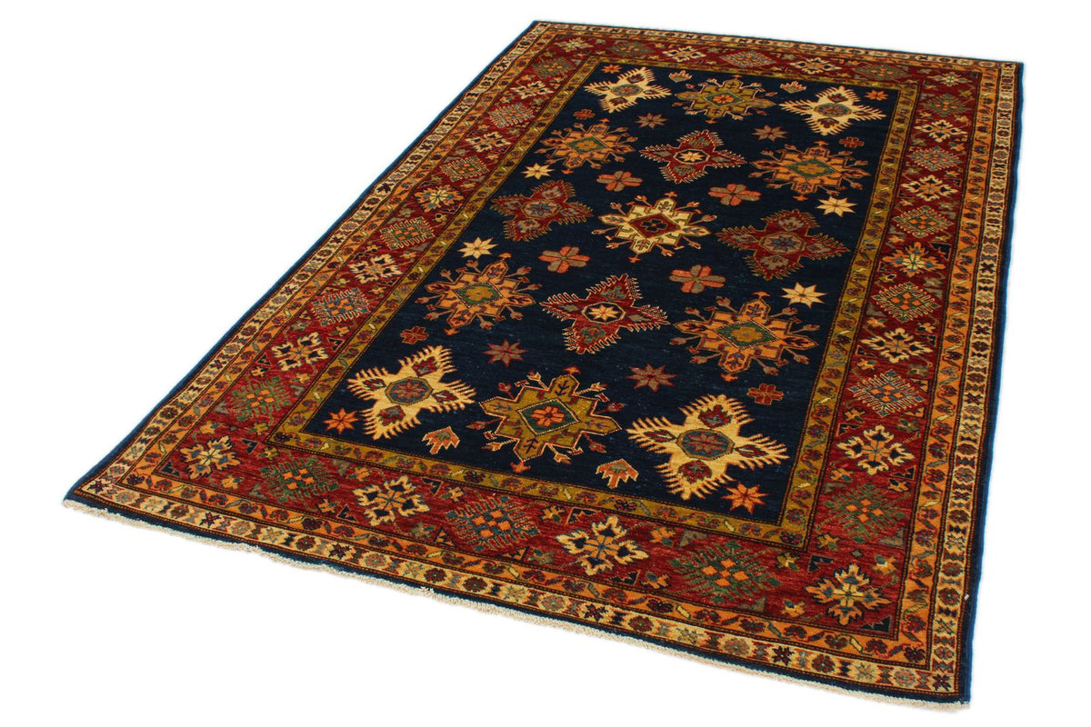 5x7 Navy and Red Kazak Tribal Rug