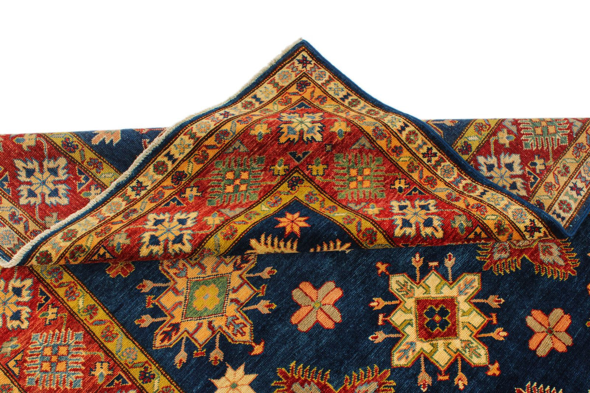 5x7 Navy and Red Kazak Tribal Rug
