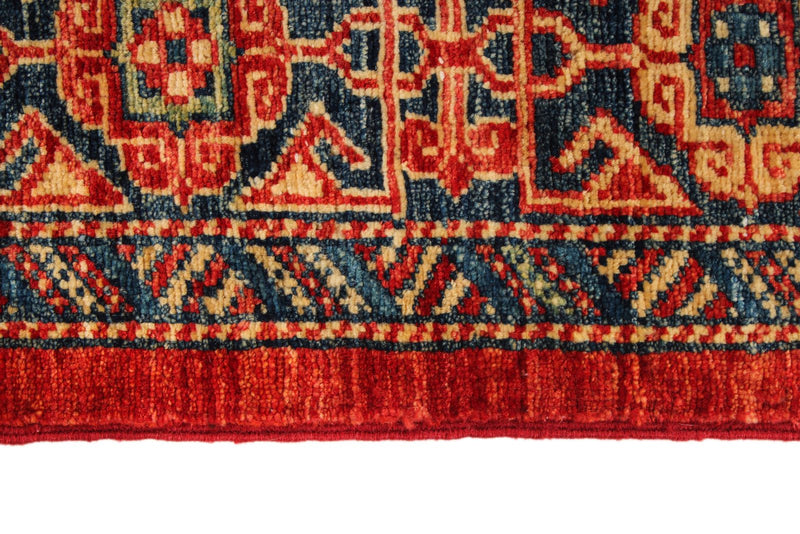 4x6 Red and Navy Kazak Tribal Rug