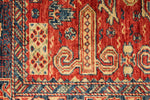 4x6 Red and Navy Kazak Tribal Rug