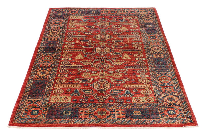 4x6 Red and Navy Kazak Tribal Rug