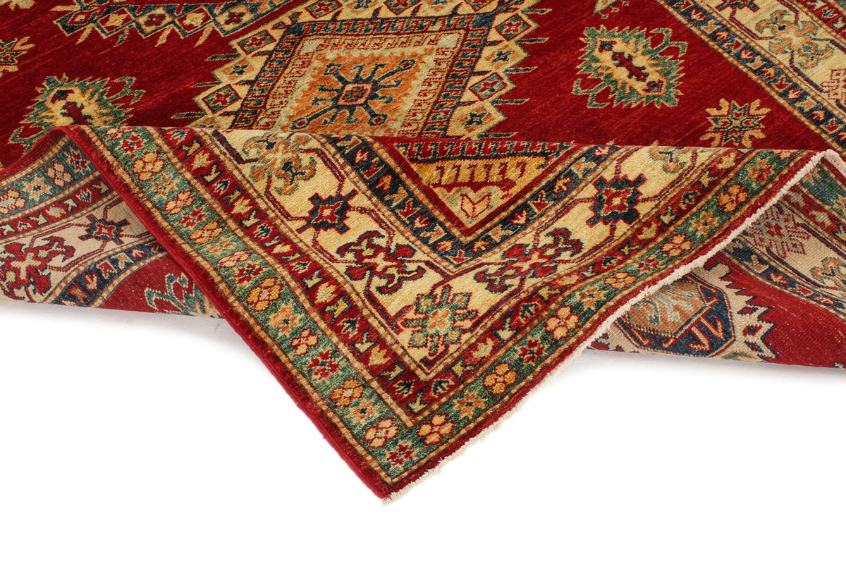 5x6 Red and Ivory Kazak Tribal Rug