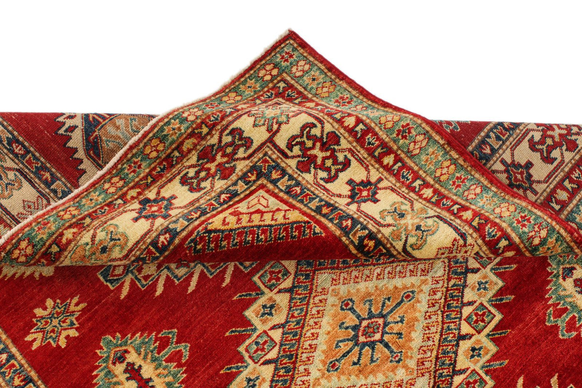 5x6 Red and Ivory Kazak Tribal Rug