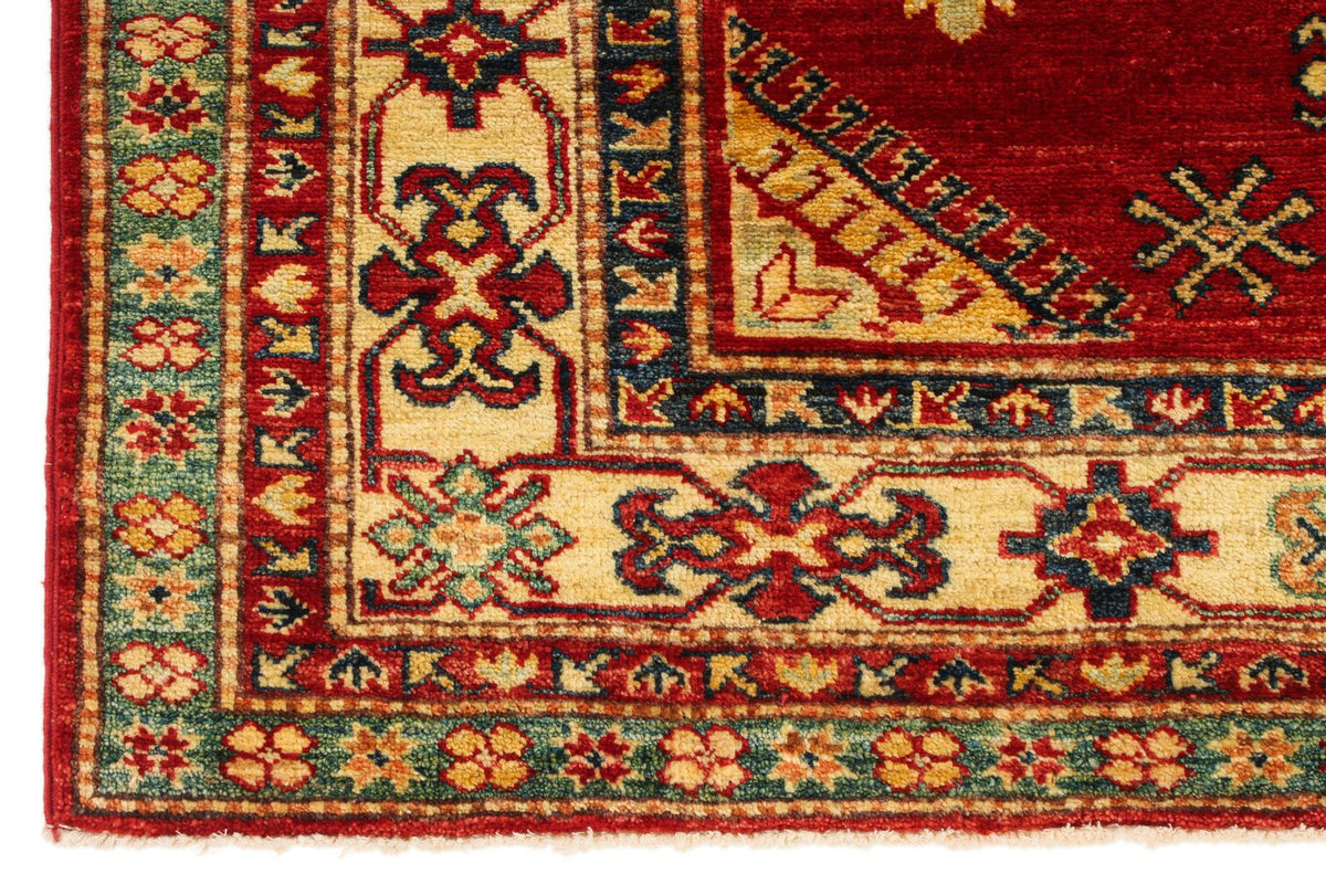 5x6 Red and Ivory Kazak Tribal Rug