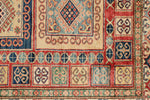 4x6 Red and Ivory Kazak Tribal Rug