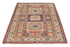 4x6 Red and Ivory Kazak Tribal Rug