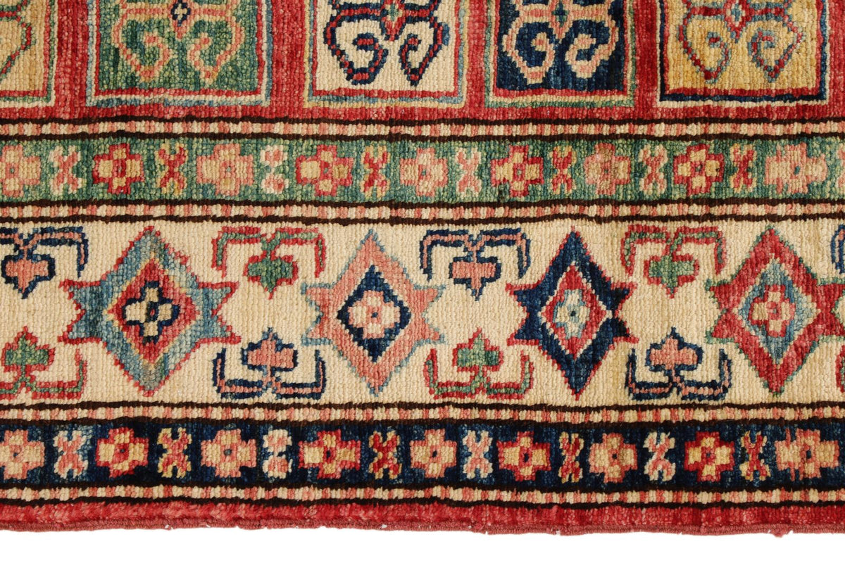 4x6 Red and Ivory Kazak Tribal Rug